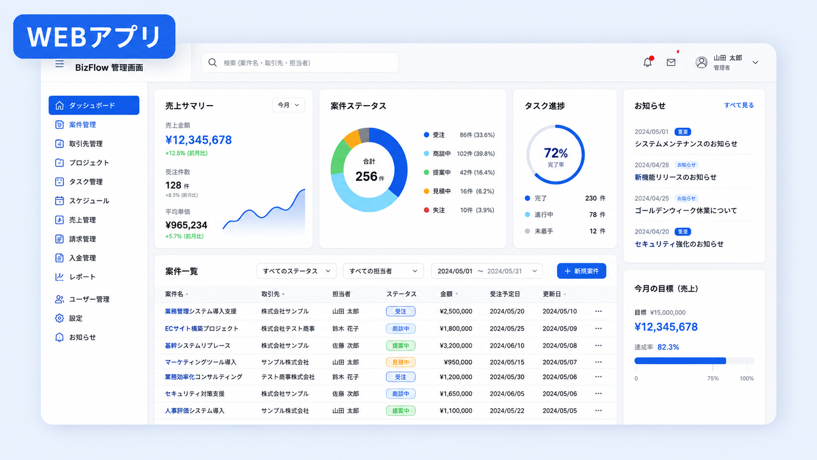 業務効率化WEBアプリ制作の実績画像